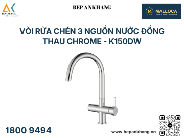 Vòi rửa chén 3 nguồn nước đồng thau chrome - K150DW